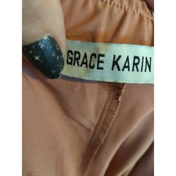 Grace Karen Pants Blush/ Pink Paperbag Waist Cropped Tie Ankles Belt Sz XL - Picture 7 of 10